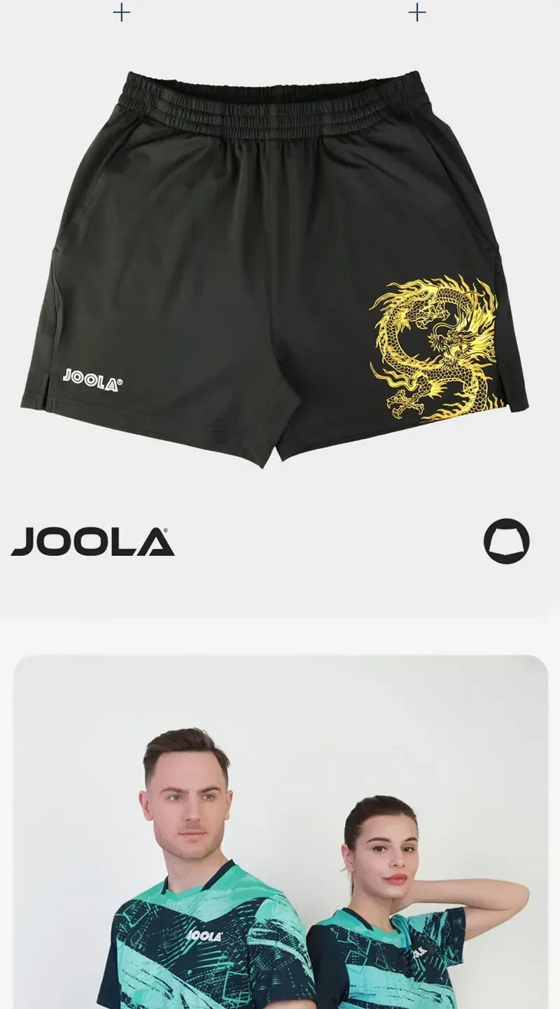 Original JOOLA Table Tennis Shorts Men Women Chinese Dragon Sports Shorts, Breathable and Comfortable