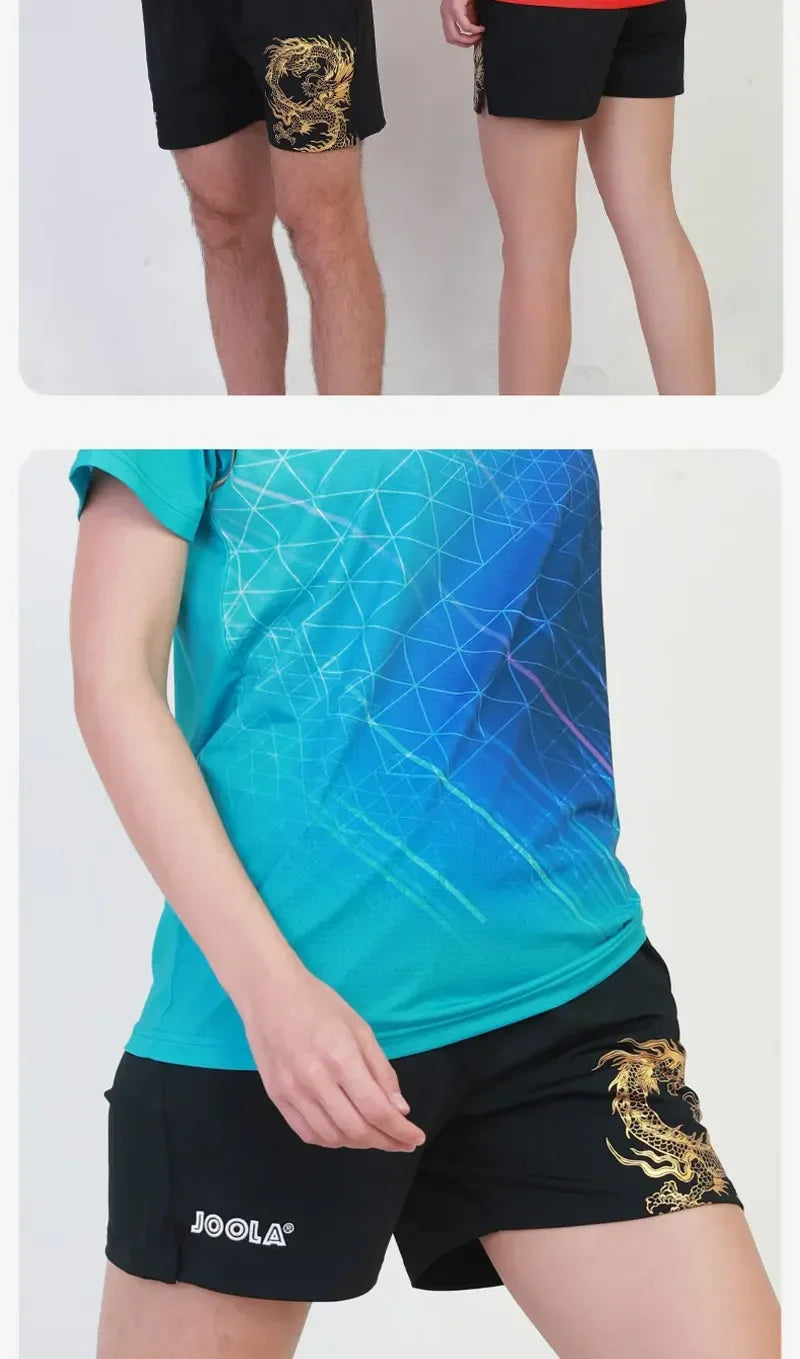 Original JOOLA Table Tennis Shorts Men Women Chinese Dragon Sports Shorts, Breathable and Comfortable