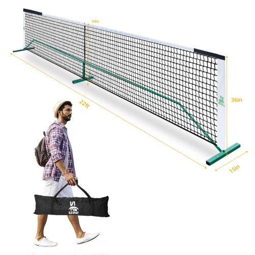 22 FT Pickleball Net, Steady Metal Frame,Easy Setup For All-Weather Resistant Play In Backyards,Outdoor Indoor Driveways And Garages