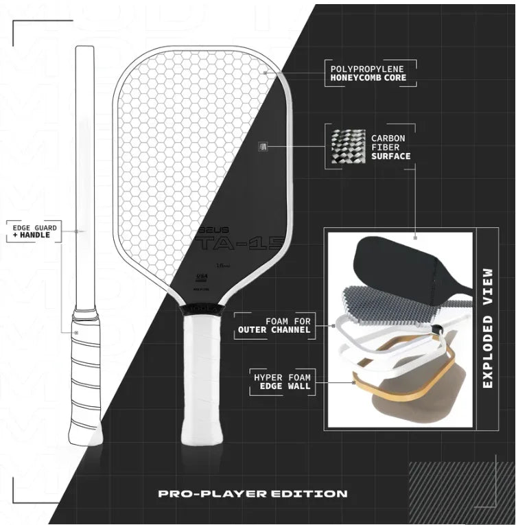 Perseus 14mm MOD TA-15 Pro Player Edition GEN3 Propulsion EVA Foam Filling Core Pickleball Paddle Racket USAPA Approved