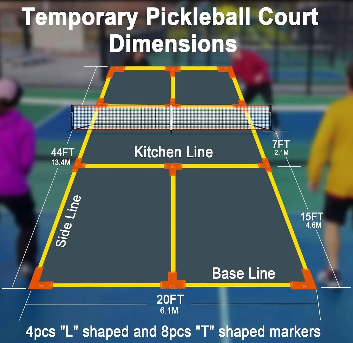 FT Regulation Size Pickleball Set with Net and Fiberglass Paddles Set of 4, Outdoor Pickleballs and Carry Bag