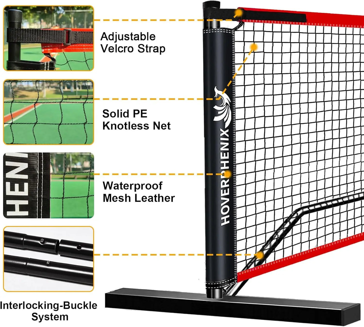 FT Regulation Size Pickleball Set with Net and Fiberglass Paddles Set of 4, Outdoor Pickleballs and Carry Bag