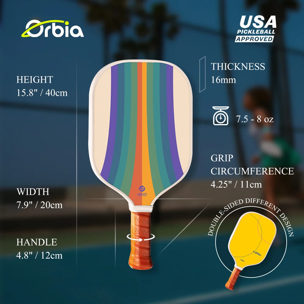 Orbia Sports Pickleball Paddles Set 2 Paddles 4 Pickleballs and Carry Net Bag UV Printing Glass Fiber Paddles