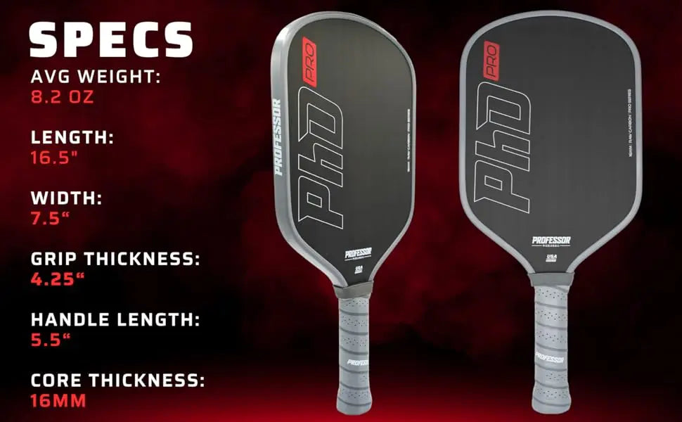 Raw Carbon Fiber Premium Pickleball Paddle Racket - USA Pickleball Approved - Honeycomb Core - Power & Control