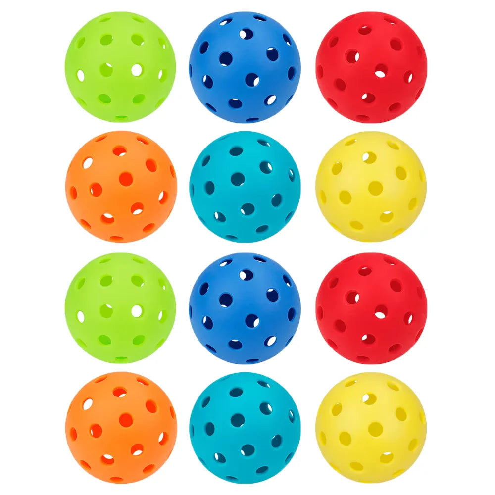 74MM 40 Holes Pickleball Balls 12Pcs/Bag Outdoor Court Training