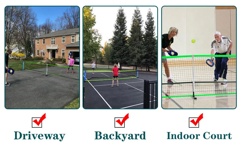 Portable Pickleball Set with Net and Paddle Set of 4, Outdoor Pickleballs, Carry Bag, Weather Resistant