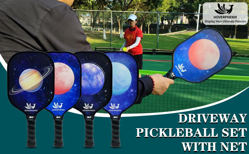 Portable Pickleball Set with Net and Paddle Set of 4, Outdoor Pickleballs, Carry Bag, Weather Resistant