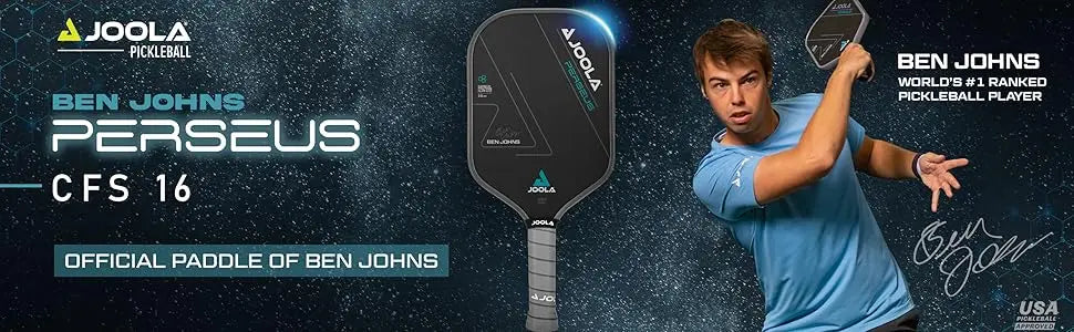 Ben Johns Perseus Pickleball Paddle with Charged Surface Technology for Increased Power & Feel - Fully Encased Carbon Fiber