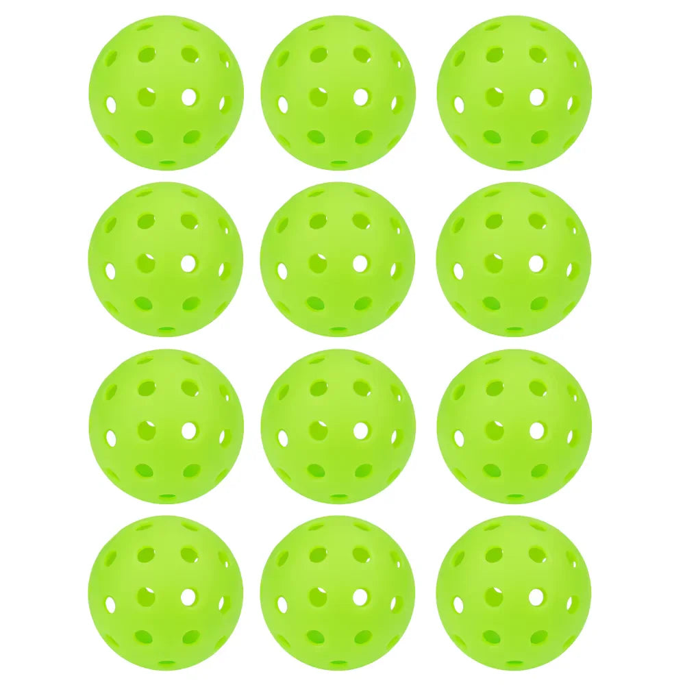 74MM 40 Holes Pickleball Balls 12Pcs/Bag Outdoor Court Training