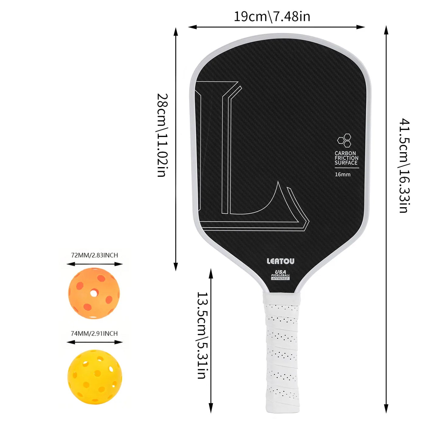 USAPA Approved Pro Pickleball Paddle Professional for Spin Power Control Pickle Ball Rackets Kevlar 16MM Aramid Carbon Fiber