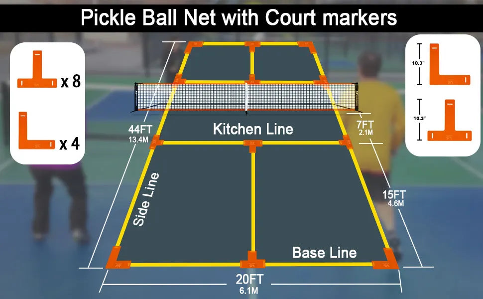 FT Regulation Size Pickleball Set with Net and Fiberglass Paddles Set of 4, Outdoor Pickleballs and Carry Bag