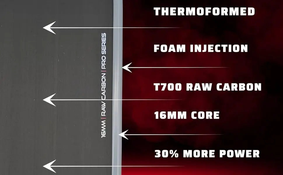 Raw Carbon Fiber Premium Pickleball Paddle Racket - USA Pickleball Approved - Honeycomb Core - Power & Control