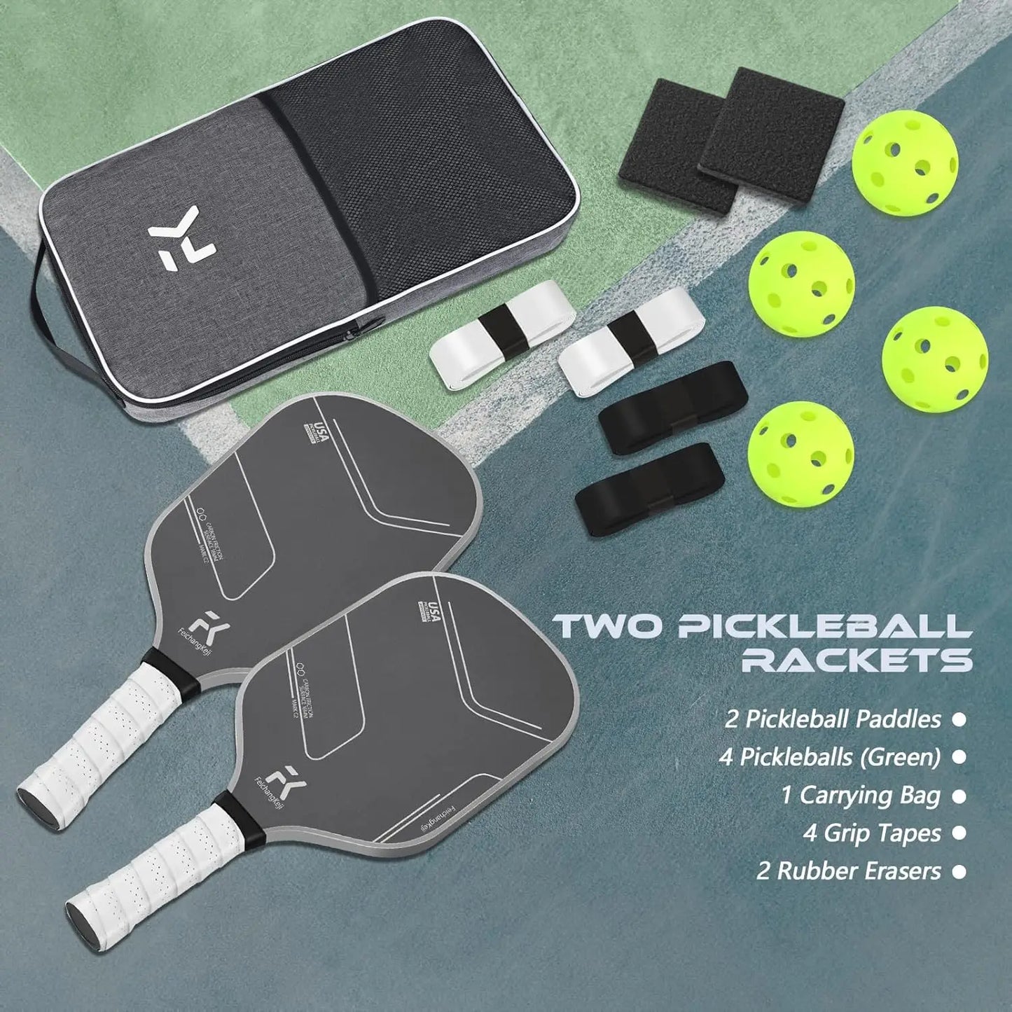 Premium Pickleball Paddle Set - T700 Carbon Fiber - 2 Paddles