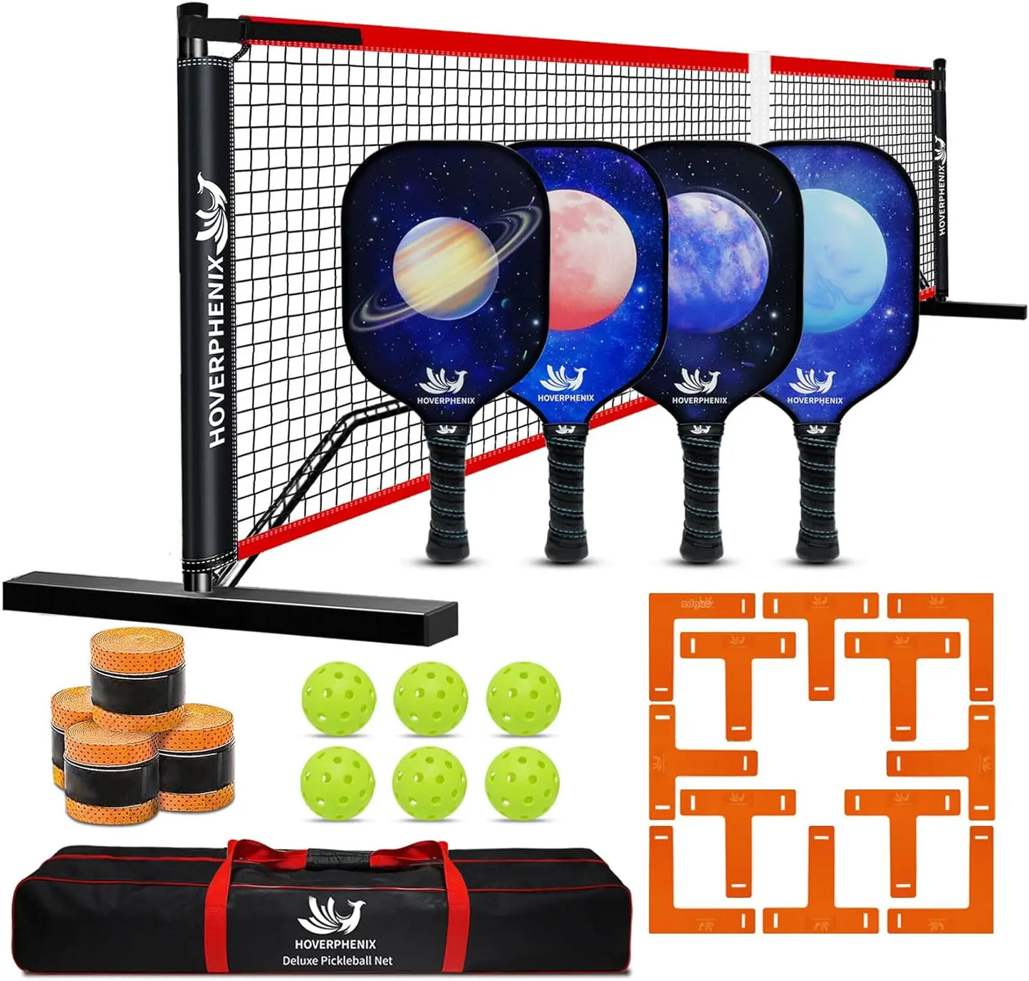 FT Regulation Size Pickleball Set with Net and Fiberglass Paddles Set of 4, Outdoor Pickleballs and Carry Bag